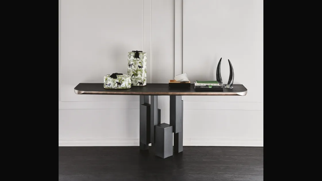 Consolle in Olmo e acciaio Skyline Wood-C di Cattelan Italia