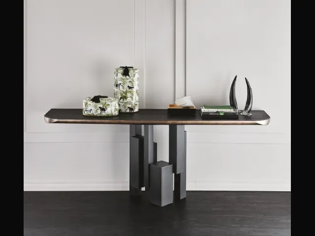Consolle in Olmo e acciaio Skyline Wood-C di Cattelan Italia