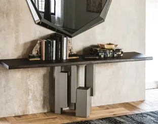 Consolle con base in acciaio e piano in legno massello Skyline di Cattelan Italia