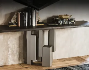Consolle con base in acciaio e piano in legno massello Skyline di Cattelan Italia