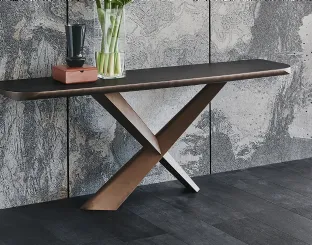 Consolle con piano in legno massello e acciaio Terminal Wood C di Cattelan Italia