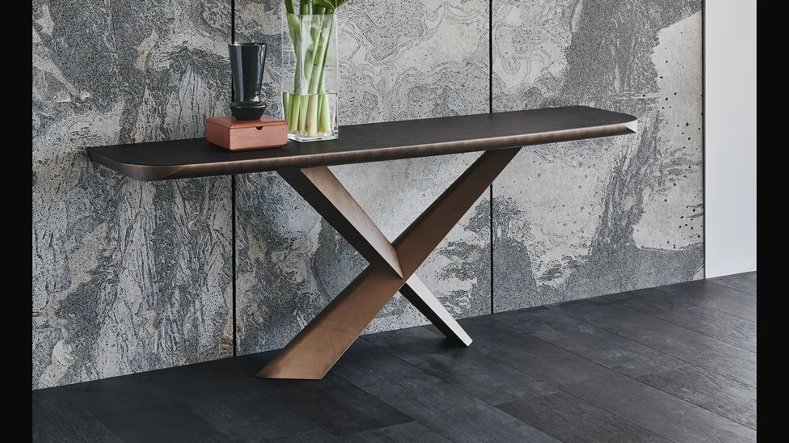 Consolle con piano in legno massello e acciaio Terminal Wood-C di Cattelan Italia