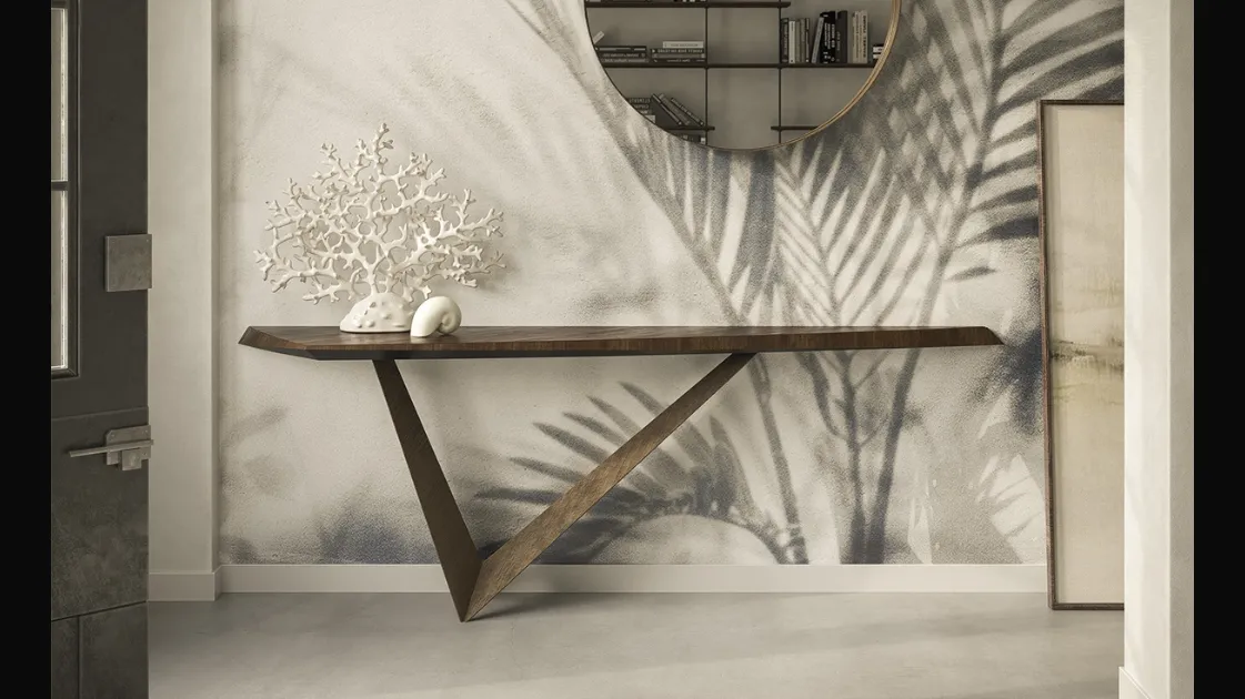 Consolle di design con top in legno e base in acciaio Varenne di Cattelan Italia