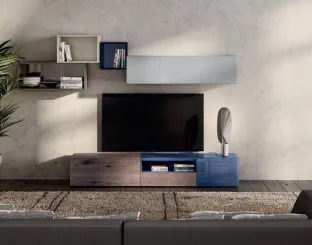 Mobile Porta Tv in rovere e vetro lucido denim 36e8 0520 di Lago