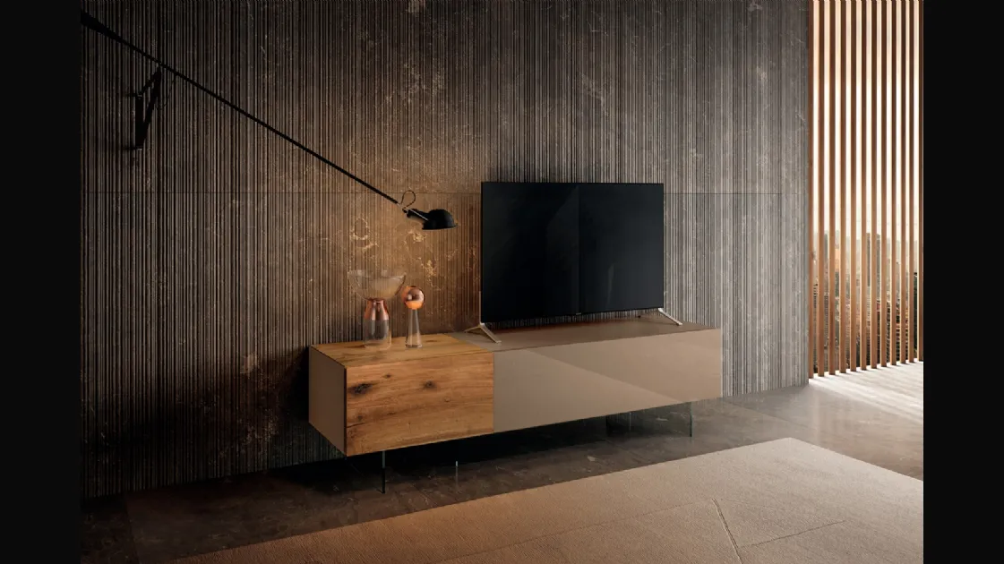 Mobile Porta Tv 36e8 0523 in legno e vetro laccato opaco di Lago
