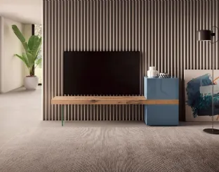 Mobile Porta Tv 36e8 0525 in legno di Rovere e vetro laccato lucido di Lago