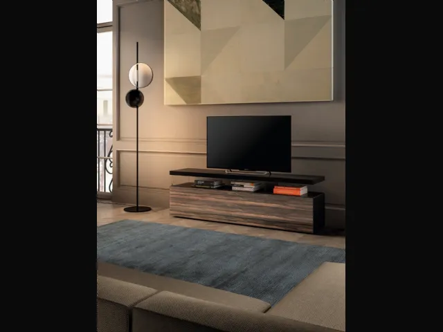 Mobile Porta Tv 36e8 0745 in vetro effetto Legno di Lago