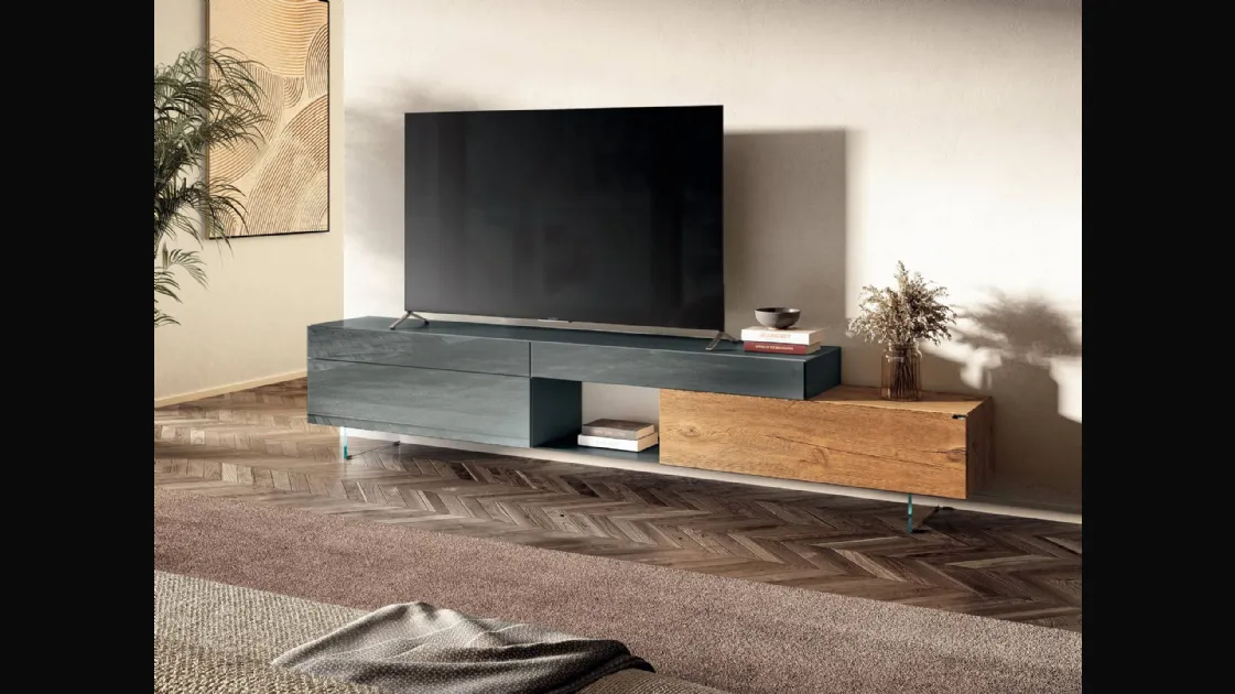 Mobile Porta Tv in vetro e legno 36e8 2656 di Lago