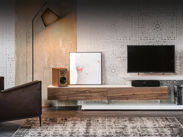 Mobile Porta Tv Link reversibile e adattabile in lunghezza in Noce Canaletto di Cattelan Italia