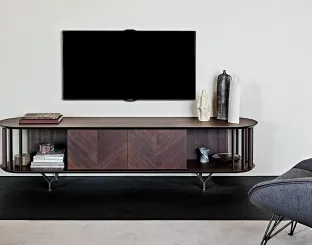 Mobile Porta Tv in legno Noce Canaletto con inserti in metallo Costes di Cattelan Italia