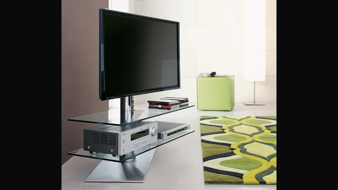 Mobile Porta Tv Vision in cristallo e acciaio di Cattelan Italia