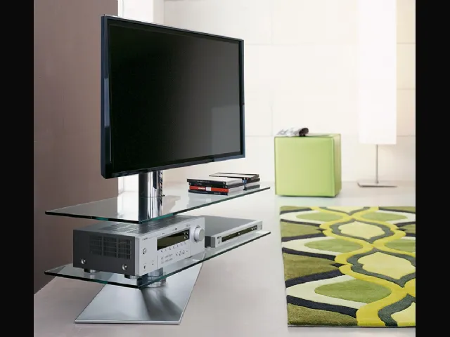 Mobile Porta Tv Vision in cristallo e acciaio di Cattelan Italia