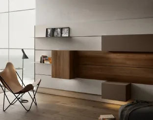Mobile sospeso Living 01 in Noce e laccato opaco di Arredo3