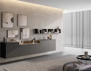 Mobile sospeso Living Time in laccato opaco di Arredo3
