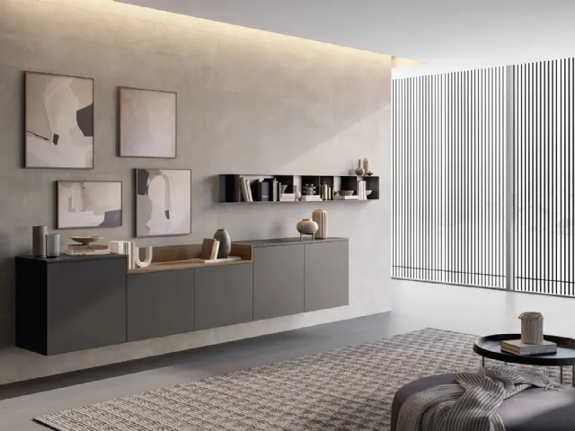 Mobile sospeso Living Time in laccato opaco di Arredo3