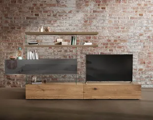 Parete Attrezzata Air 0692 in legno di Rovere e vetro di Lago