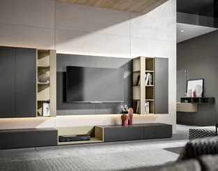 Parete Attrezzata Modulo 07 in laccato Antracite opaco di Veneran