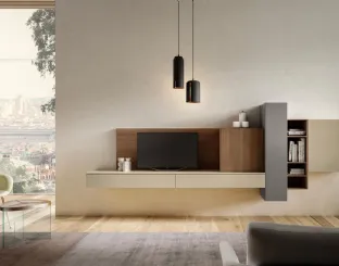 Parete Attrezzata Living 08 in laccato opaco e legno di Arredo3