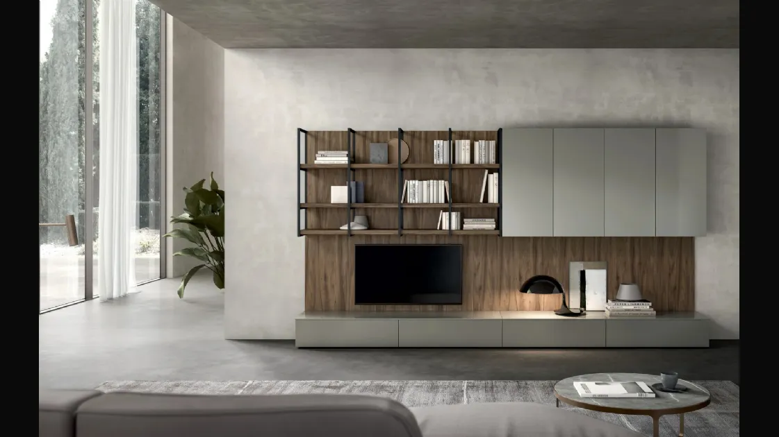 Parete Attrezzata Living Time 02 in laccato e legno di Arredo3