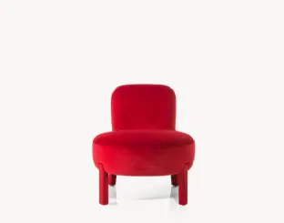 Poltroncina in tessuto rosso Bonobo di Moroso