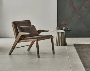 Poltrona Lady in pelle e legno di Bontempi