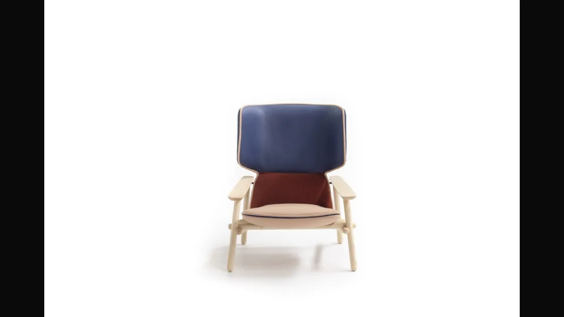 Poltrona in pelle e tessuto Lilo Wing di Moroso