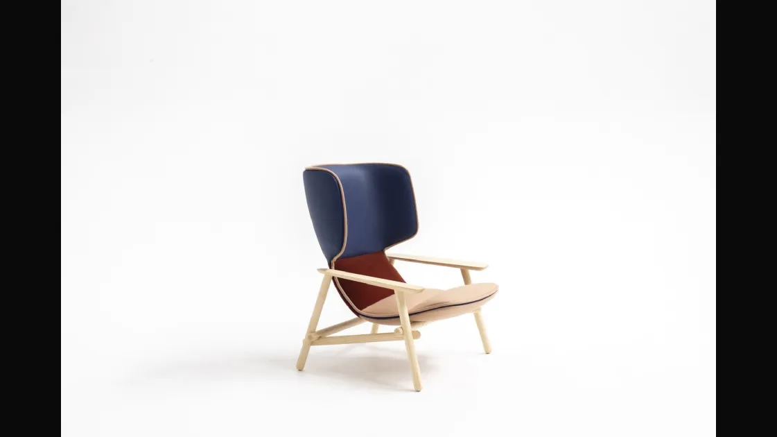 Poltrona in pelle e tessuto Lilo Wing di Moroso