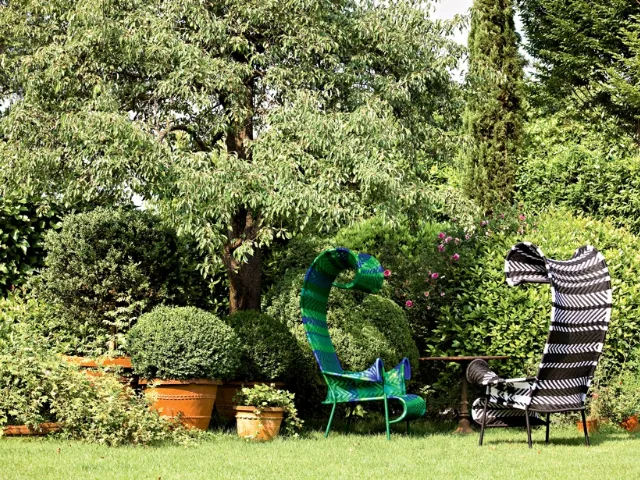 Poltrona in tessuto intrecciato Shadowy di Moroso