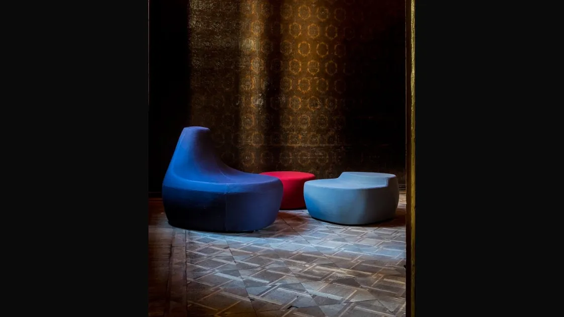 Poltrona di design in tessuto realizzata in forme differenti abbinabili Saruyama Island di Moroso