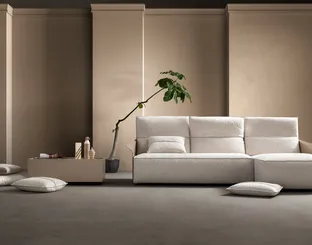 Divano Relax in tessuto e cuoio con penisola Vibe Hit di Samoa