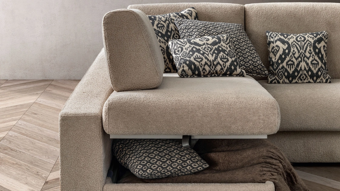 Divano Letto con penisola contenitore Cliff di Samoa