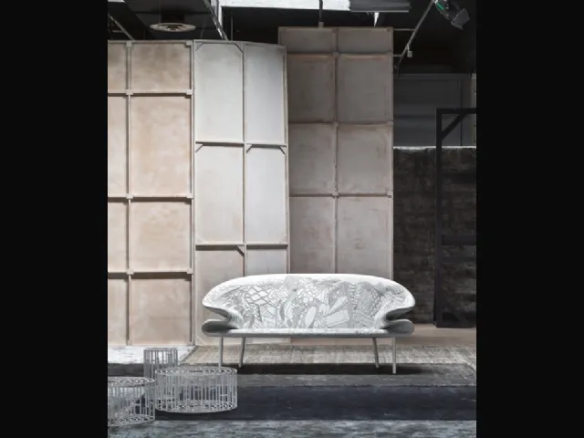 Divano di design, lineare, in pelle Doodle di Moroso