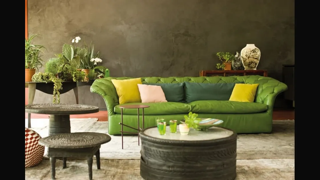 Divano trapuntato in pelle Bohemian di Moroso