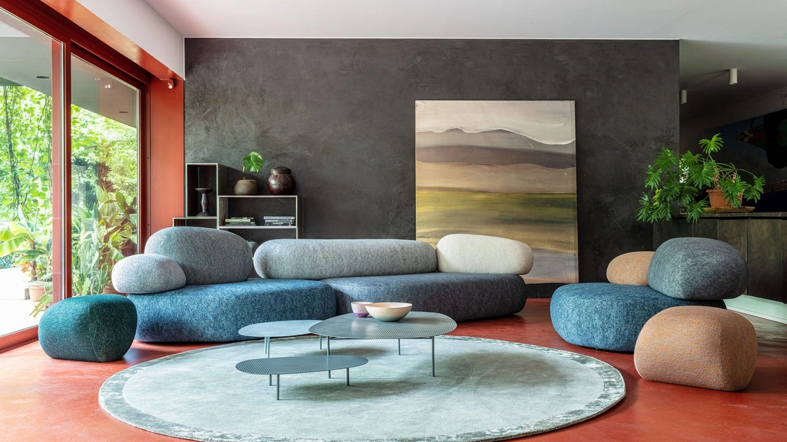 Divano lineare Pebble Rubble di Moroso