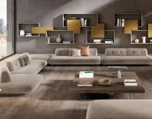 Divano componibile di design lineare in tessuto Sand 1137A di Lago