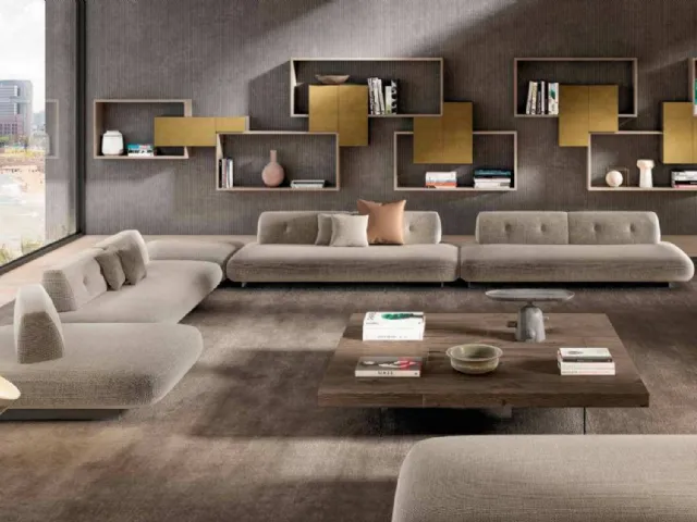 Divano componibile di design lineare in tessuto Sand 1137A di Lago