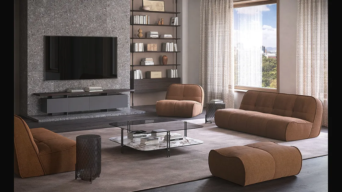 Salotto in tessuto imbottito Spencer di Cattelan Italia