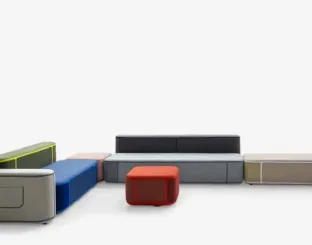 Divano modulare angolare in tessuto Tape di Moroso