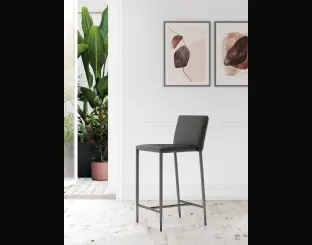 Sgabello Drop Vintage imbottito e rivestito in ecopelle con struttura in metallo di Arredo3