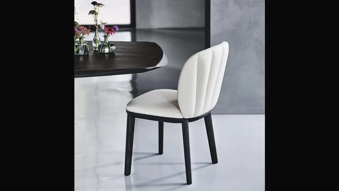 Sedia in legno con rivestimento in pelle Chrishell di Cattelan Italia