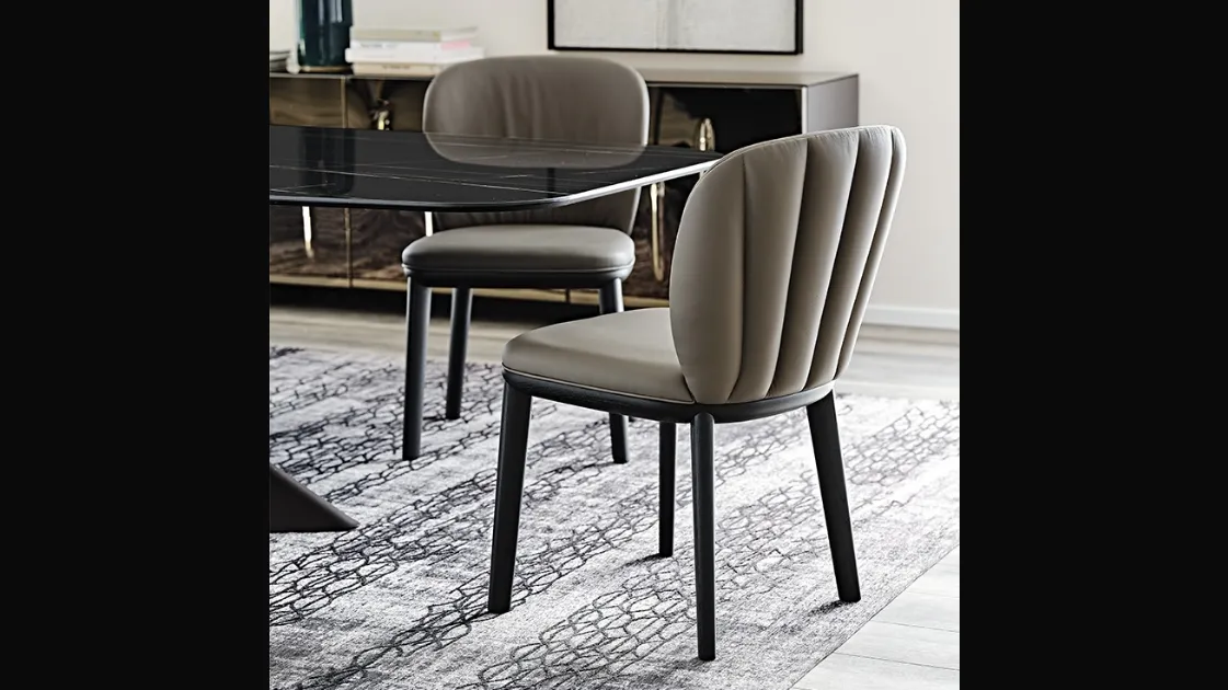 Sedia in legno con rivestimento in pelle Chrishell di Cattelan Italia