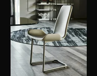 Sedia in pelle con struttura in acciaio Flamingo Cantilever di Cattelan Italia