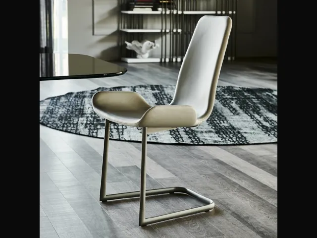 Sedia in pelle con struttura in acciaio Flamingo Cantilever di Cattelan Italia