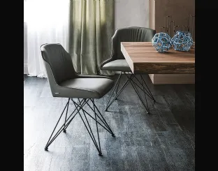 Sedia in pelle con base in acciaio intrecciato Flaminia di Cattelan Italia