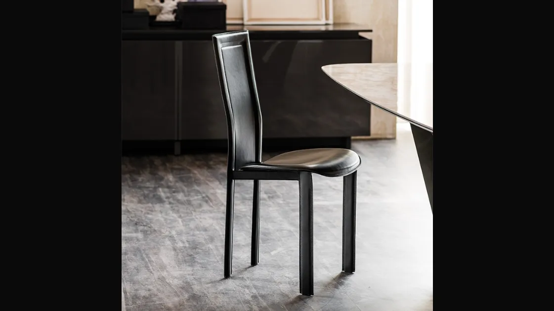 Sedia in acciaio con rivestimento in cuoio Lara di Cattelan Italia