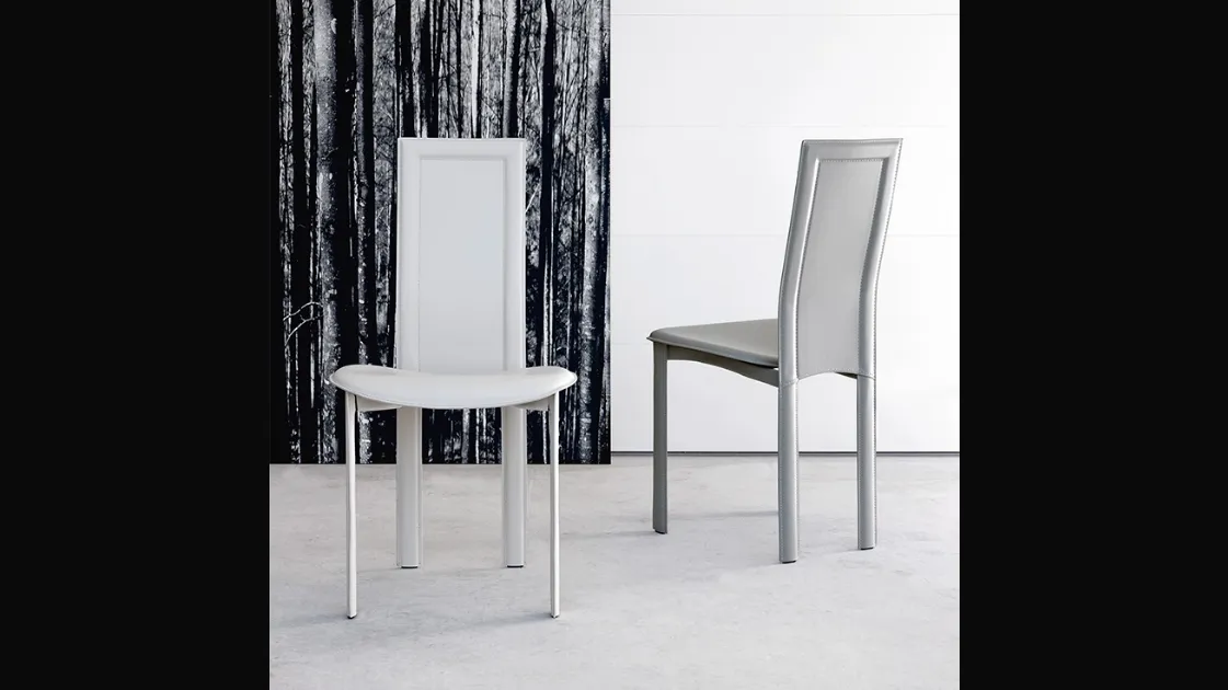 Sedia in acciaio con rivestimento in cuoio Lara di Cattelan Italia