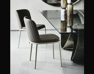 Sedia in pelle con schienale trapuntato Magda ML Couture di Cattelan Italia