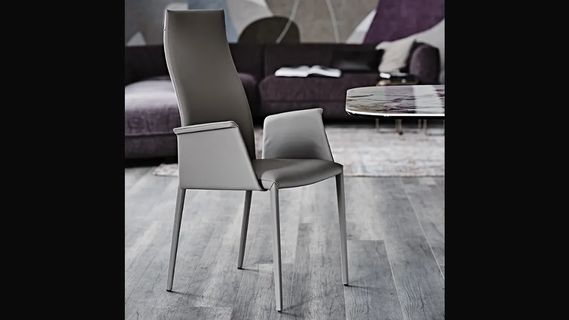 Sedia in pelle senza braccioli Norma di Cattelan Italia