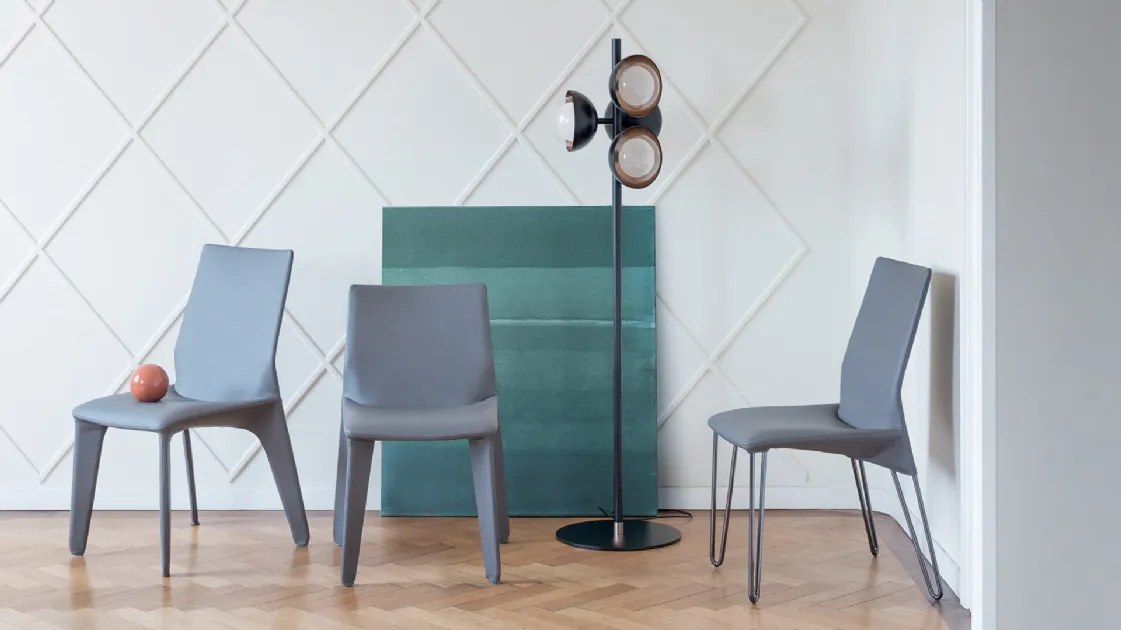Sedia Heron rivestita in pelle di Bonaldo