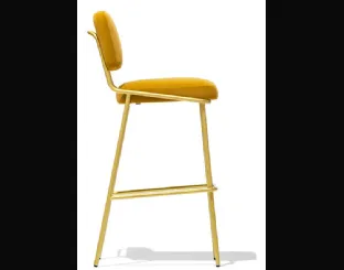 Sgabello in tessuto imbottito con struttura in metallo ottone verniciato Sixty SG di Connubia